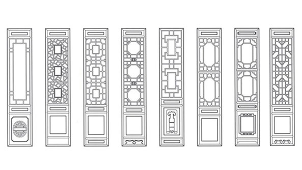 都匀喜迎门中式花格CAD设计图样式大全